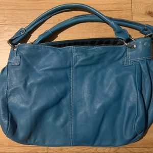Blue Leather Handbag